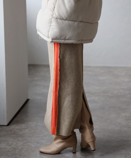 Bonjour Sagan（ボンジュールサガン）の「アルパカタッチ配色切替スカート（スカート・レディース・ベージュ/アイボリー・FREE）」の7枚目の写真