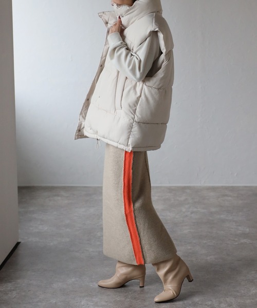 Bonjour Sagan（ボンジュールサガン）の「アルパカタッチ配色切替スカート（スカート・レディース・ベージュ/アイボリー・FREE）」の8枚目の写真