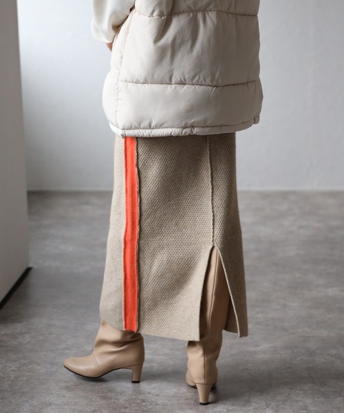 Bonjour Sagan（ボンジュールサガン）の「アルパカタッチ配色切替スカート（スカート・レディース・ベージュ/アイボリー・FREE）」の9枚目の写真