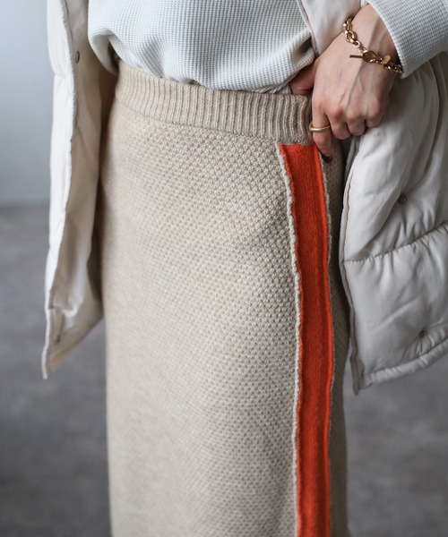 Bonjour Sagan（ボンジュールサガン）の「アルパカタッチ配色切替スカート（スカート・レディース・ベージュ/アイボリー・FREE）」の11枚目の写真