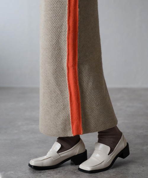 Bonjour Sagan（ボンジュールサガン）の「アルパカタッチ配色切替スカート（スカート・レディース・ベージュ/アイボリー・FREE）」の13枚目の写真