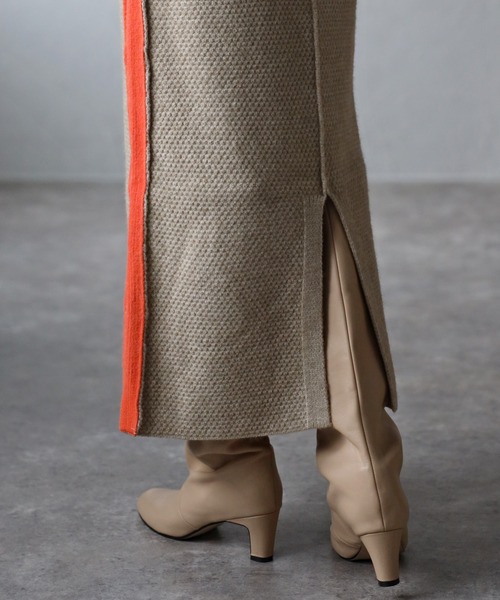 Bonjour Sagan（ボンジュールサガン）の「アルパカタッチ配色切替スカート（スカート・レディース・ベージュ/アイボリー・FREE）」の14枚目の写真