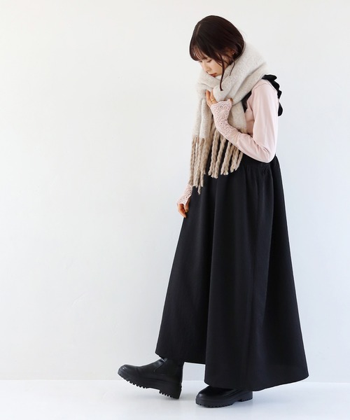 Crisp（クリスプ）の「ボリュームフリンジマフラー（マフラー・レディース・ピンク/グリーン/ブルー/アイボリー/ブラウン・FREE）」の16枚目の写真