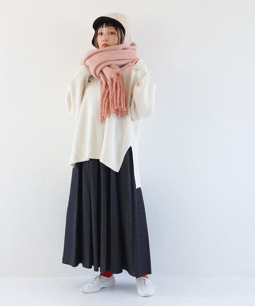 Crisp（クリスプ）の「ボリュームフリンジマフラー（マフラー・レディース・ピンク/グリーン/ブルー/アイボリー/ブラウン・FREE）」の21枚目の写真