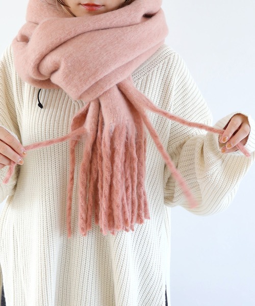Crisp（クリスプ）の「ボリュームフリンジマフラー（マフラー・レディース・ピンク/グリーン/ブルー/アイボリー/ブラウン・FREE）」の22枚目の写真
