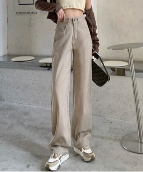 Burner（バーナー）の「【OKUOKU　0909】美シルエットハイウエストワイドデニムパンツ oku-bottom-660222498253-27（デニムパンツ・レディース・インディゴブルー/ミント/ブラック/ピンク/ライトブルー/アイボリー/チャコール/イエロー・L/S/M/XX-LARGE）」の11枚目の写真