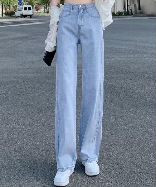 Burner（バーナー）の「【OKUOKU　0909】美シルエットハイウエストワイドデニムパンツ oku-bottom-660222498253-27（デニムパンツ・レディース・インディゴブルー/ミント/ブラック/ピンク/ライトブルー/アイボリー/チャコール/イエロー・L/S/M/XX-LARGE）」の13枚目の写真