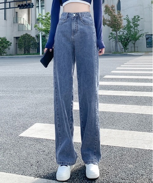 Burner（バーナー）の「【OKUOKU　0909】美シルエットハイウエストワイドデニムパンツ oku-bottom-660222498253-27（デニムパンツ・レディース・インディゴブルー/ミント/ブラック/ピンク/ライトブルー/アイボリー/チャコール/イエロー・L/S/M/XX-LARGE）」の14枚目の写真