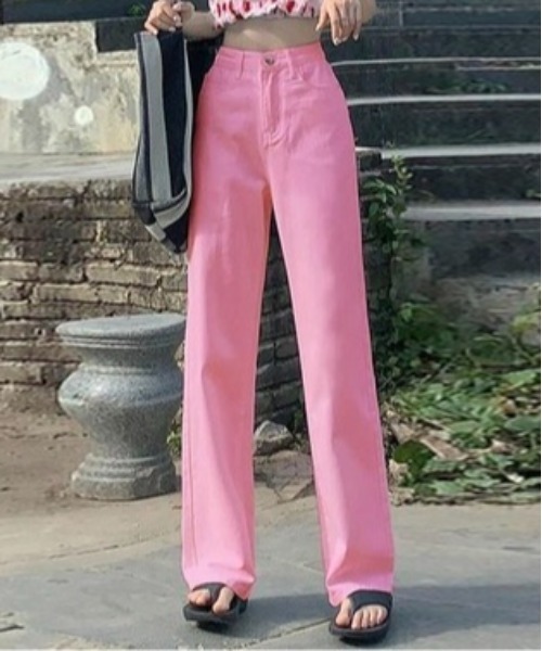 Burner（バーナー）の「【OKUOKU　0909】美シルエットハイウエストワイドデニムパンツ oku-bottom-660222498253-27（デニムパンツ・レディース・インディゴブルー/ミント/ブラック/ピンク/ライトブルー/アイボリー/チャコール/イエロー・L/S/M/XX-LARGE）」の16枚目の写真