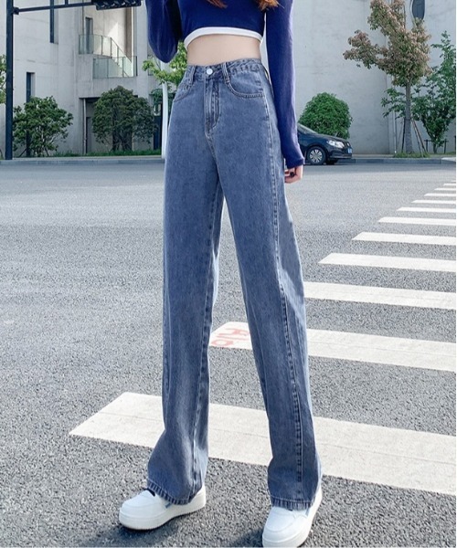 Burner（バーナー）の「【OKUOKU　0909】美シルエットハイウエストワイドデニムパンツ oku-bottom-660222498253-27（デニムパンツ・レディース・インディゴブルー/ミント/ブラック/ピンク/ライトブルー/アイボリー/チャコール/イエロー・L/S/M/XX-LARGE）」の21枚目の写真