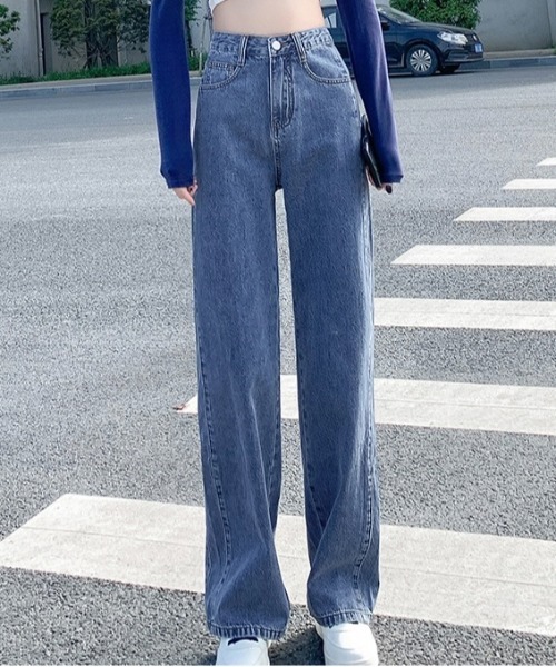 Burner（バーナー）の「【OKUOKU　0909】美シルエットハイウエストワイドデニムパンツ oku-bottom-660222498253-27（デニムパンツ・レディース・インディゴブルー/ミント/ブラック/ピンク/ライトブルー/アイボリー/チャコール/イエロー・L/S/M/XX-LARGE）」の20枚目の写真