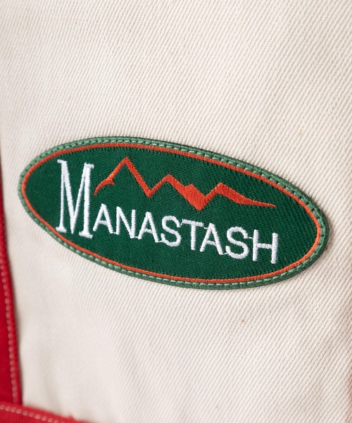 MANASTASH(マナスタッシュ)の「【MANASTASH/マナスタッシュ】オーバルロゴ ワッペンデザイン キャンバストートL/ MANA HEMP TOTE LARGE(トートバッグ・レディース・ホワイト×ネイビー/ホワイト×レッド/ホワイト×グリーン・FREE)」の4枚目の写真