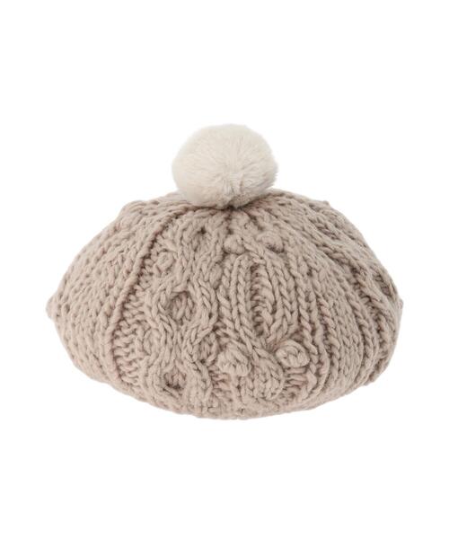 Samansa Mos2(サマンサ モスモス)の「ぽんぽん付ニットベレー(ハット・レディース・モカ/ブラック/オフホワイト・F)」の3枚目の写真