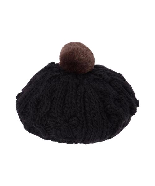 Samansa Mos2(サマンサ モスモス)の「ぽんぽん付ニットベレー(ハット・レディース・モカ/ブラック/オフホワイト・F)」の12枚目の写真