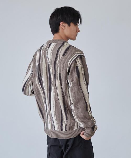 coen(コーエン)の「ルーズシルエットヴィンテージライクジャガード柄ニットプルオーバー(ニット/セーター・メンズ・オフホワイト/ベージュ/ブラック・S/M/L/XL)」の5枚目の写真