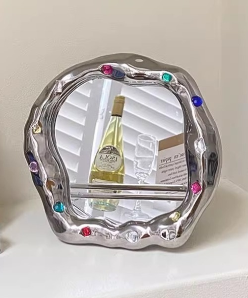 Made in I(メイドインアイ)の「STONE JEWELRY DECORATION MIRROR(ミラー・レディース・アイボリー/シルバー・FREE)」の14枚目の写真