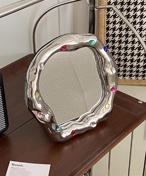 Made in I(メイドインアイ)の「STONE JEWELRY DECORATION MIRROR(ミラー・レディース・アイボリー/シルバー・FREE)」の15枚目の写真