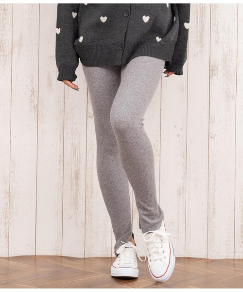 anap mimpi（アナップミンピ）の「インスリット 柄編み リブニットソー レギンス（レギンス/スパッツ・レディース・グレー/ブラック/モカ・FREE）」の3枚目の写真