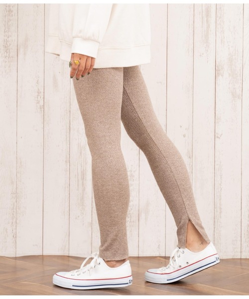 anap mimpi（アナップミンピ）の「インスリット 柄編み リブニットソー レギンス（レギンス/スパッツ・レディース・グレー/ブラック/モカ・FREE）」の7枚目の写真