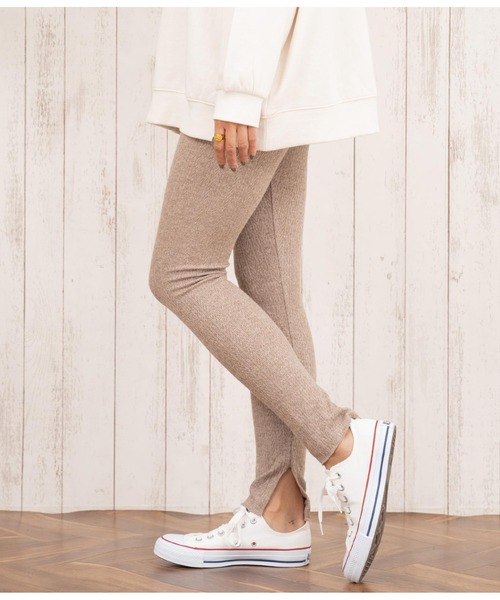 anap mimpi（アナップミンピ）の「インスリット 柄編み リブニットソー レギンス（レギンス/スパッツ・レディース・グレー/ブラック/モカ・FREE）」の8枚目の写真