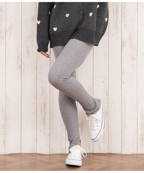 anap mimpi（アナップミンピ）の「インスリット 柄編み リブニットソー レギンス（レギンス/スパッツ・レディース・グレー/ブラック/モカ・FREE）」の22枚目の写真