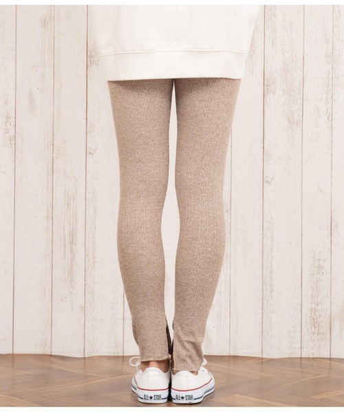 anap mimpi（アナップミンピ）の「インスリット 柄編み リブニットソー レギンス（レギンス/スパッツ・レディース・グレー/ブラック/モカ・FREE）」の6枚目の写真