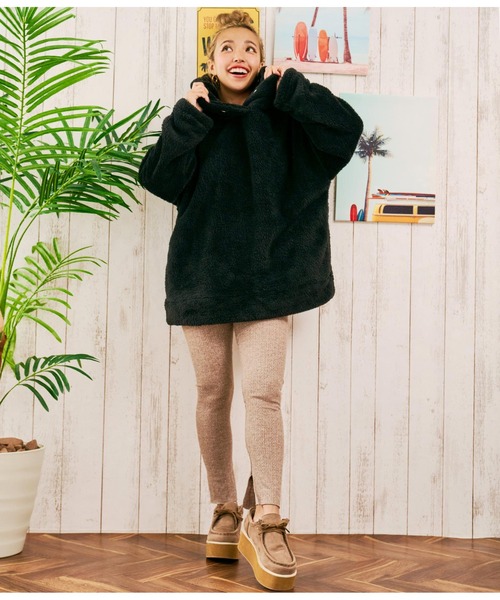 anap mimpi（アナップミンピ）の「インスリット 柄編み リブニットソー レギンス（レギンス/スパッツ・レディース・グレー/ブラック/モカ・FREE）」の18枚目の写真