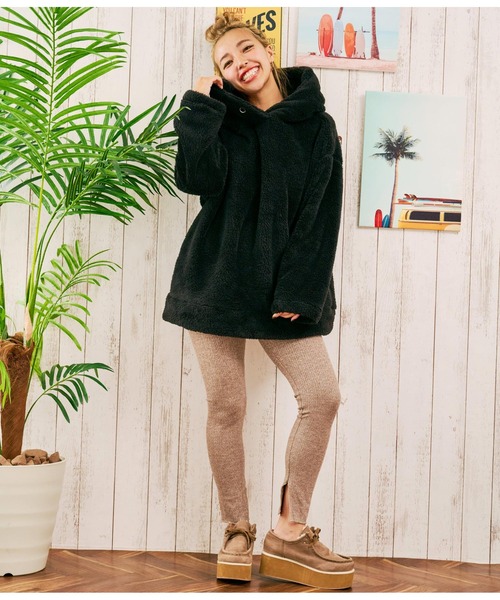 anap mimpi（アナップミンピ）の「インスリット 柄編み リブニットソー レギンス（レギンス/スパッツ・レディース・グレー/ブラック/モカ・FREE）」の17枚目の写真