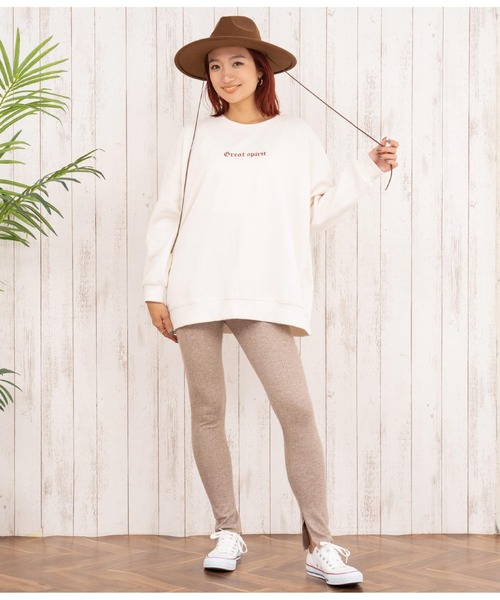 anap mimpi（アナップミンピ）の「インスリット 柄編み リブニットソー レギンス（レギンス/スパッツ・レディース・グレー/ブラック/モカ・FREE）」の14枚目の写真