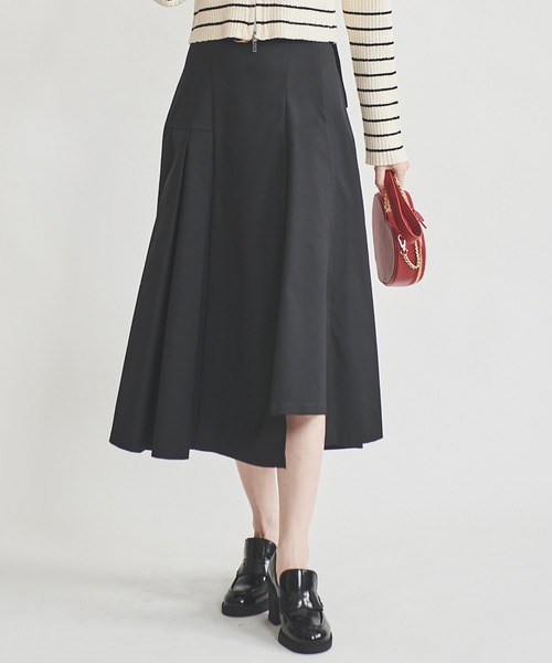 31 Sons de mode(トランテアン ソン ドゥ モード)の「デザインチノスカート(スカート・レディース・ブラック/キャメル/カーキ・38/36)」の2枚目の写真