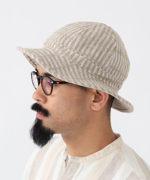 BEAMS PLUS(ビームスプラス)の「BEAMS PLUS / リネン ヒッコリー ストライプ ミリタリー ハット(ハット・メンズ・ナチュラル・ONE SIZE)」の2枚目の写真