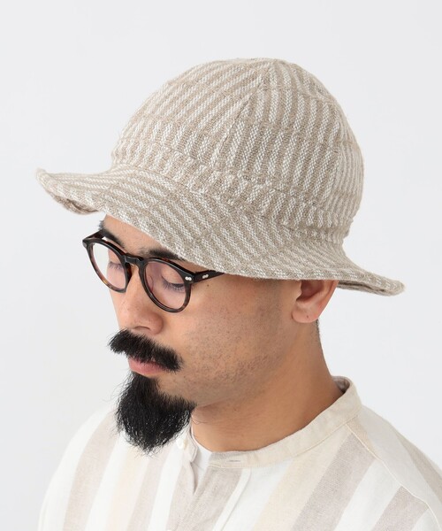 BEAMS PLUS(ビームスプラス)の「BEAMS PLUS / リネン ヒッコリー ストライプ ミリタリー ハット(ハット・メンズ・ナチュラル・ONE SIZE)」の3枚目の写真