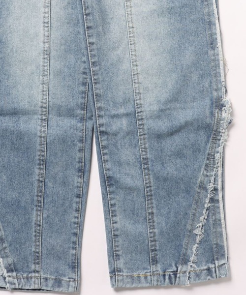 meJane（ミージェーン）の「サイドフリンジ リメイクライクワイドデニム（デニムパンツ・レディース・ブルー・S/L/M）」の9枚目の写真