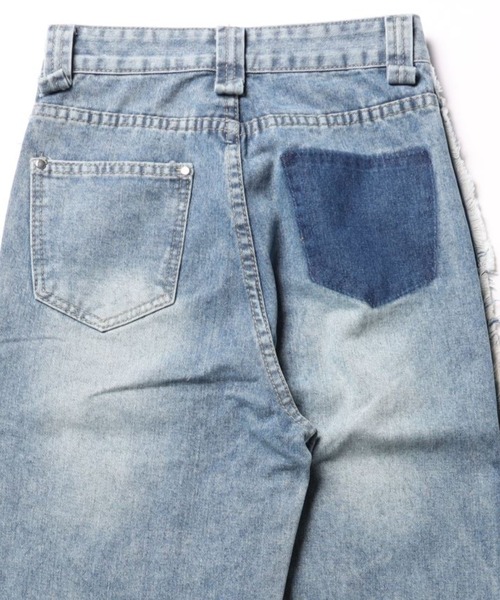 meJane（ミージェーン）の「サイドフリンジ リメイクライクワイドデニム（デニムパンツ・レディース・ブルー・S/L/M）」の10枚目の写真