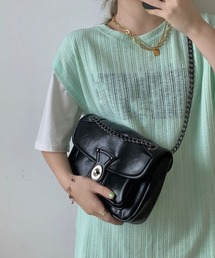 フェイクレザー　2wayスクエアショルダーバッグ