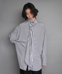 ato | Crepe de Chine STRIPE SCARF SHIRT (シャツ/ブラウス)