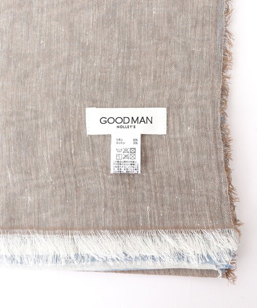 NOLLEY'S goodman(ノーリーズグッドマン)の「リネンコットンボーダーストール イタリア製 大判(ストール/ショール・メンズ・ブルー系その他/ネイビー・FREE)」の4枚目の写真