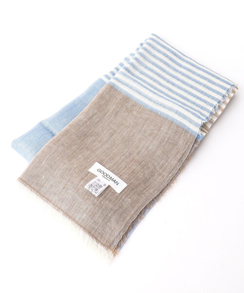 NOLLEY'S goodman(ノーリーズグッドマン)の「リネンコットンボーダーストール イタリア製 大判(ストール/ショール・メンズ・ブルー系その他/ネイビー・FREE)」の14枚目の写真