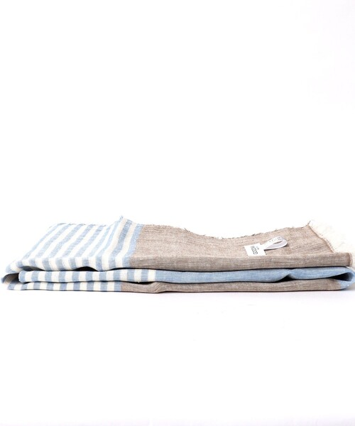NOLLEY'S goodman(ノーリーズグッドマン)の「リネンコットンボーダーストール イタリア製 大判(ストール/ショール・メンズ・ブルー系その他/ネイビー・FREE)」の10枚目の写真