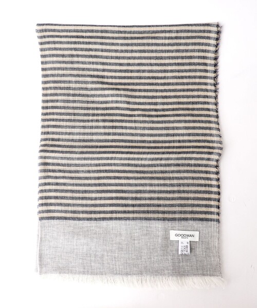 NOLLEY'S goodman(ノーリーズグッドマン)の「リネンコットンボーダーストール イタリア製 大判(ストール/ショール・メンズ・ブルー系その他/ネイビー・FREE)」の12枚目の写真