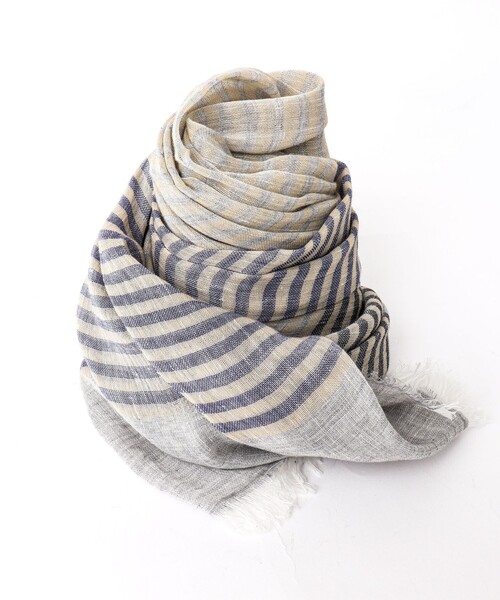 NOLLEY'S goodman(ノーリーズグッドマン)の「リネンコットンボーダーストール イタリア製 大判(ストール/ショール・メンズ・ブルー系その他/ネイビー・FREE)」の21枚目の写真