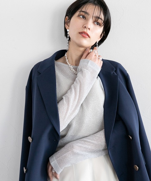 RAGEBLUE(レイジブルー)の「ラメシアークルーネックロンT/プルオーバートップス(Tシャツ/カットソー・レディース・ピンク/グレー/ブラック・FREE)」の2枚目の写真