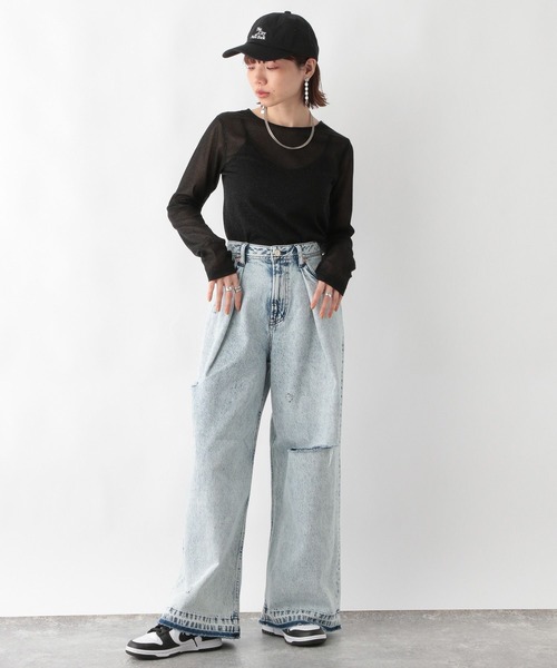 RAGEBLUE(レイジブルー)の「ラメシアークルーネックロンT/プルオーバートップス(Tシャツ/カットソー・レディース・ピンク/グレー/ブラック・FREE)」の8枚目の写真