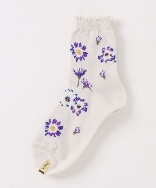 HAKKA KIDS（ハッカキッズ）の「[ジュニアサイズ]サイネリア柄ソックス（ソックス/靴下・キッズ・ピンク/キナリ・LL/L）」の2枚目の写真