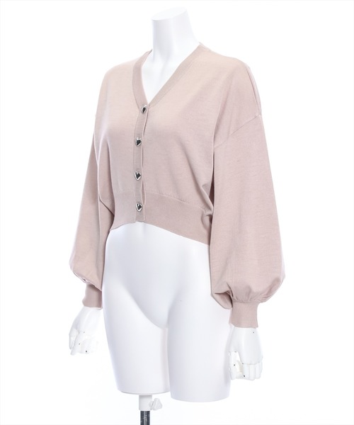 clear(クリア)の「ハートボタンVネックニットカーディガン(カーディガン/ボレロ・レディース・ブラック/ピンクベージュ/グレイッシュベージュ/杢グレー/オフホワイト・F)」の6枚目の写真