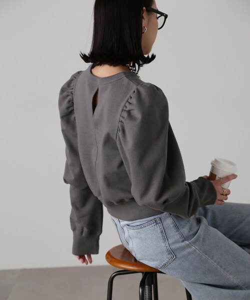 FREE'S MART(フリーズマート)の「カレッジロゴジゴスリーブショート丈スウェット(スウェット・レディース・ブラック/ホワイト系その他・FREE)」の5枚目の写真