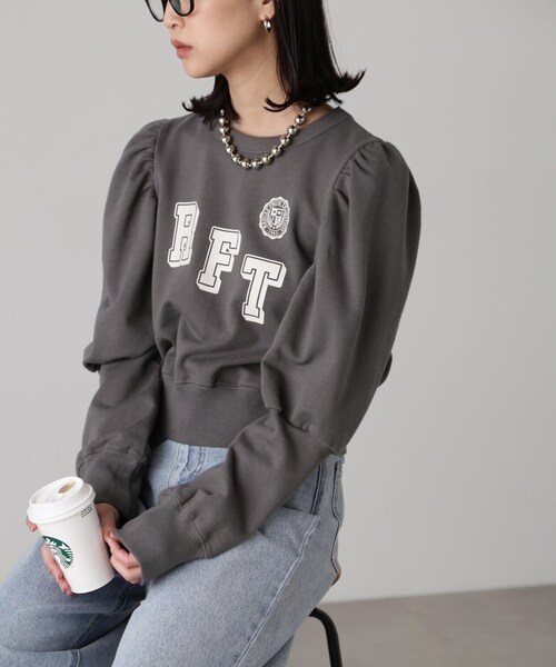 FREE'S MART(フリーズマート)の「カレッジロゴジゴスリーブショート丈スウェット(スウェット・レディース・ブラック/ホワイト系その他・FREE)」の7枚目の写真