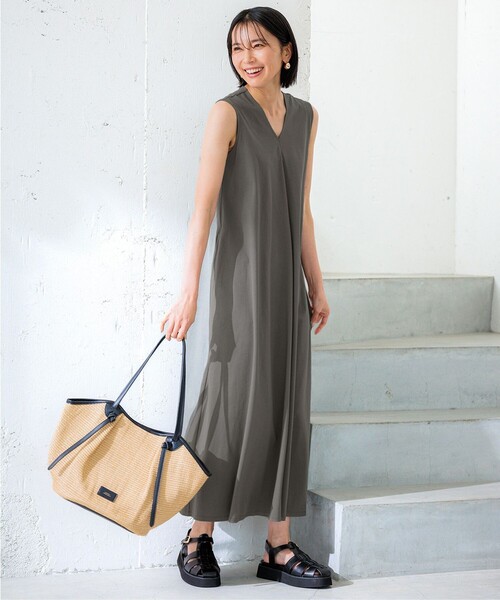 【セール】【杏さん着用/洗える】ALBINIコーコラン ノースリーブ ワンピース（ワンピース）｜23区（ニジュウサンク）