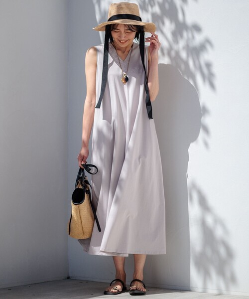 【セール】【杏さん着用/洗える】ALBINIコーコラン ノースリーブ ワンピース（ワンピース）｜23区（ニジュウサンク）