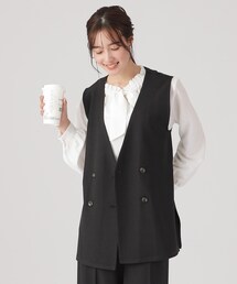 DRESKIP | ◆【セットアップ可/イージーケア/UVカット】シワになりにくい ストレッチ ダブルボタンジレ(ベスト)